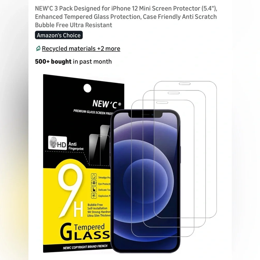 Tempered Glass Screen Protector for iPhone 12 Mini - Clear